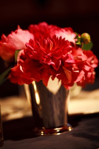 Fuschia flowers centerpiece in Mint Julip